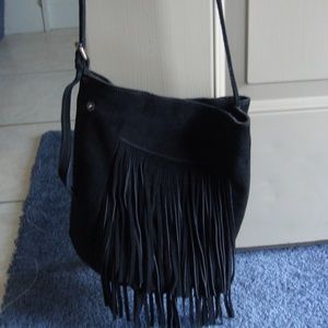 DOLCE VITA BLACK SUEDE FRINGE CROSSBODY